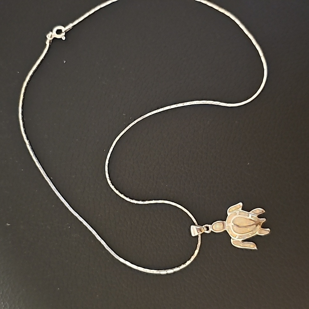 Sterling Silver necklace and turtle pendant